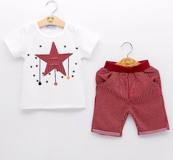 Baby Boy Stylish Stars Decor Tee and Shorts 2-piece Sets