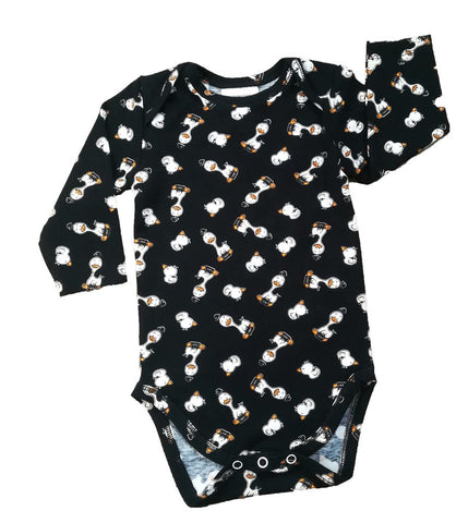 Black Long-sleeved bodysuits with Ducklings