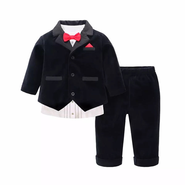 Baby Boy Velvet Suit -3pcs Infant Sets