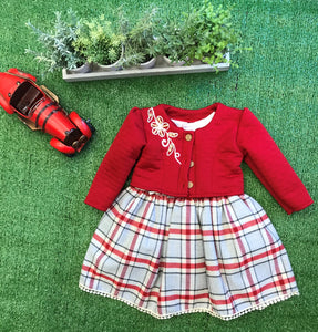 Baby Girl Tartan Dress with Red Bolero