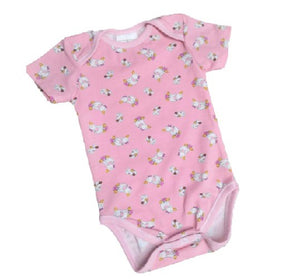 Light Pink Short Sleeve with Ducklings Bodysuit