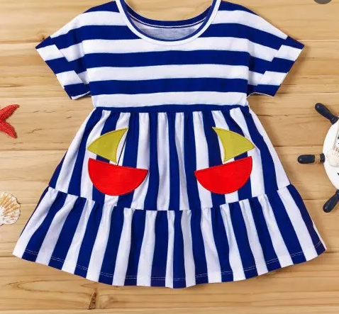 Baby Girl Sailboat Striped Dress