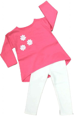 Girls set 2 pieces children, Coral blouse & white tights