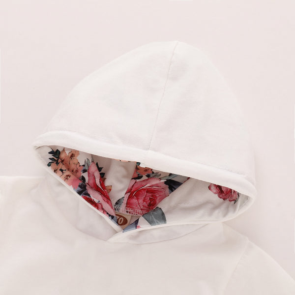 Floral Print Hooded Long-sleeve Baby Set 3pcs