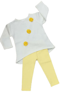 Girls set 2 pieces children, White blouse & yellow tights