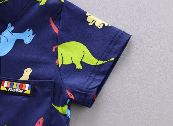 Toddler Boys Cartoon Dinosaur Shirt With Shorts