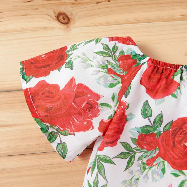 Baby Girl Short-sleeve Floral Pretty Skirt Set 2pcs