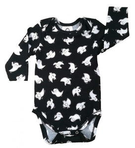 Black Long-sleeved bodysuits with Ghosts print