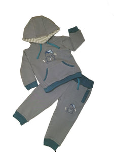 Tracksuit children's / baby set, Penguin pattern, Grey