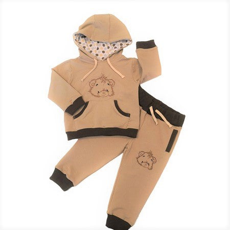 Tracksuit children's / baby set, Teddy Bear pattern, Brown