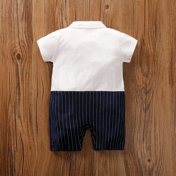 Baby Boy Gentleman Style Short-Sleeve Jumpsuit