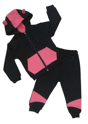 Tracksuit children’s / baby set, Cotton, Black – Coray