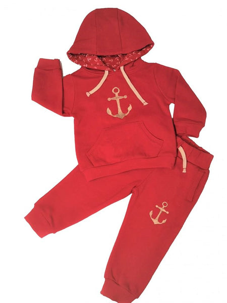 Tracksuit children's / baby set, Anchor pattern, Red