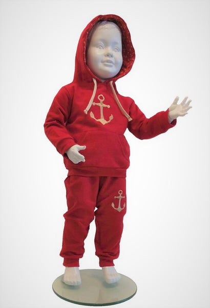 Tracksuit children's / baby set, Anchor pattern, Red