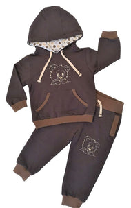 Tracksuit children's / baby set, Anchor pattern, vanilla cotton, Brown