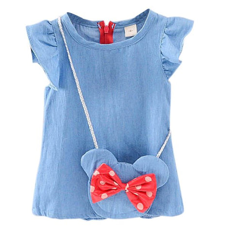 Toddler Baby Girl Denim Dress + Sling Bag Kids Sundress Outfit Set