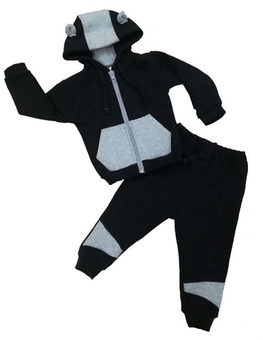 Tracksuit children’s / baby set, Cotton, Black – Grey