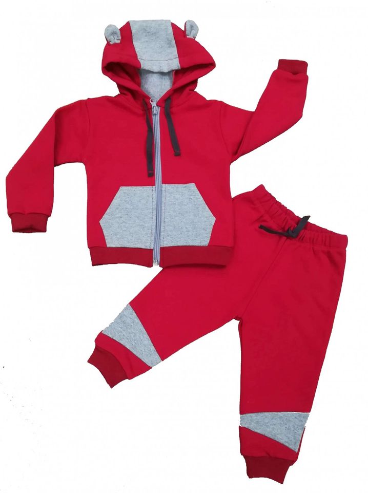 Tracksuit children’s / baby set, Cotton, Red - Grey