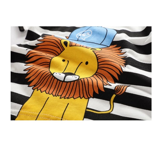 Cartoon Lion King Baby Boy Clothes Cotton Striped T-shirt Shorts 2PCS