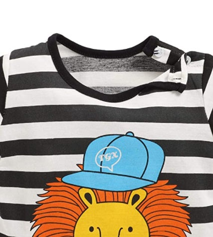 Cartoon Lion King Baby Boy Clothes Cotton Striped T-shirt Shorts 2PCS