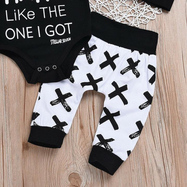 Baby Boy 3pcs Ain't no mama like the one i got letter print Romper+ Pants+ Hat Outfits Set × 1