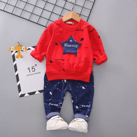 Stars Applique Sweatshirt and Pants Set for Toddler Boy Sets Clothes