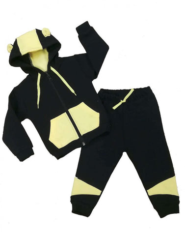 Tracksuit children’s / baby set, Cotton, Black / Yellow