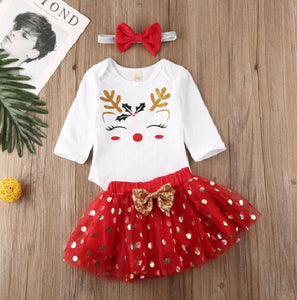 Baby Girls Christmas Tutu Dress Infant Toddlers Bow-Knot Candy Ruffle Tulle Xmas Outfits