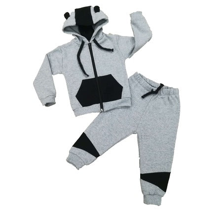 Tracksuit children’s / baby set, Cotton, Grey / Black