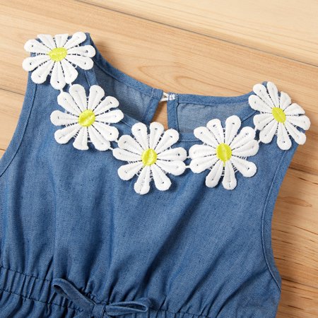 Baby Girl Sunflower Denim Dress – Kids MAMIDA