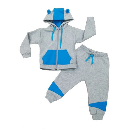 Tracksuit children’s / baby set, Cotton, Grey / Light Blue