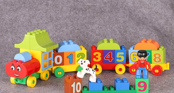 50pcs Large Particles Number Train Building Blocks