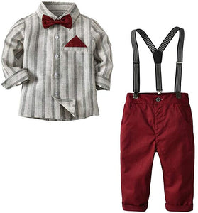 SUGAR RUSH Boys Clothing Set Bow Ties Shirts + Suspenders Pants Outfits Suits