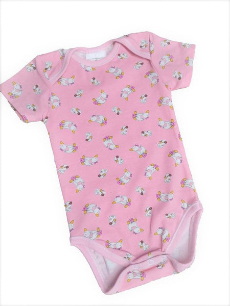 Light Pink Short Sleeve with Ducklings Bodysuit