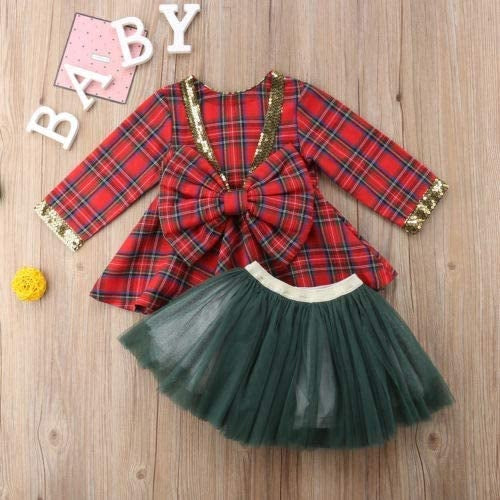 Baby Girl Red Plaids Princess Fluffy  Tulle gown, Infant Clothes Christmas picture