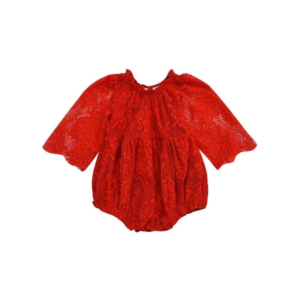 Baby Girl Red Lace Romper