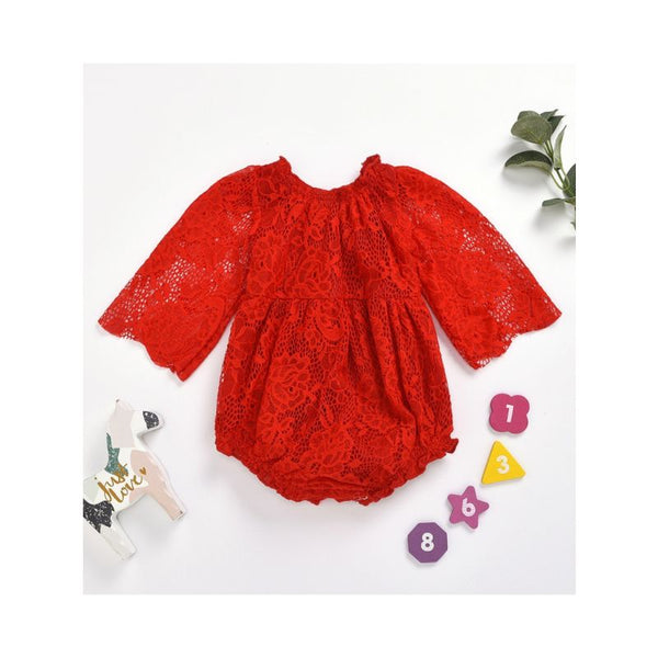 Baby Girl Red Lace Romper