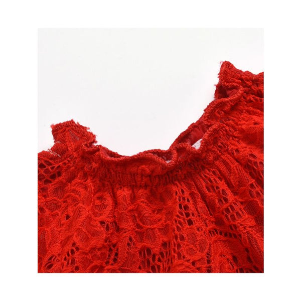 Baby Girl Red Lace Romper