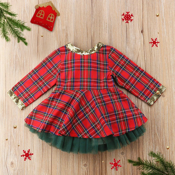 Baby Girl Red Plaids Princess Fluffy  Tulle gown, Infant Clothes Christmas picture