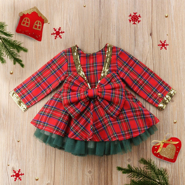 Baby Girl Red Plaids Princess Fluffy  Tulle gown, Infant Clothes Christmas picture