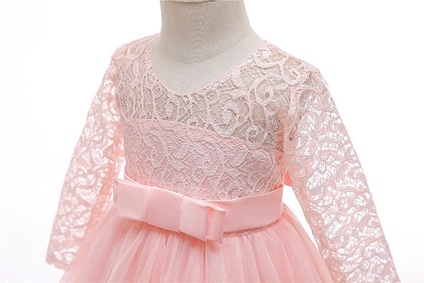 irls' Dress Floral Lace Flower Princess Solid Colored Party Wedding Evening Solid Colored Pegeant Bow